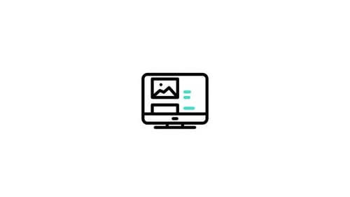 Animated Computer Monitor Icon with Website Content and Alert