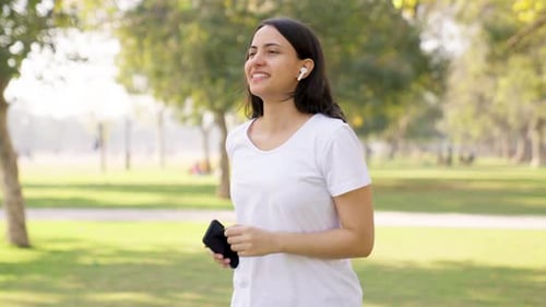 Indian woman going for a run