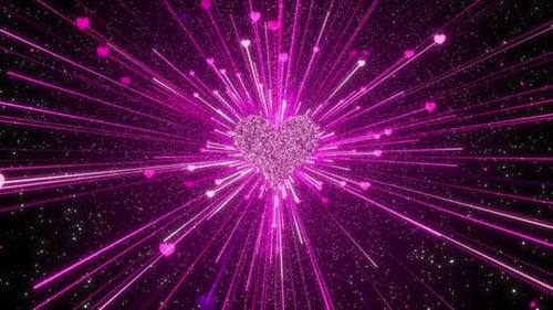 Glowing Pink Heart Tunnel Romantic Background Animation