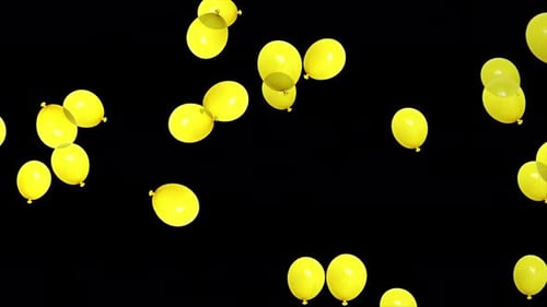 Flying Yellow Balloons Celebration Background Loop