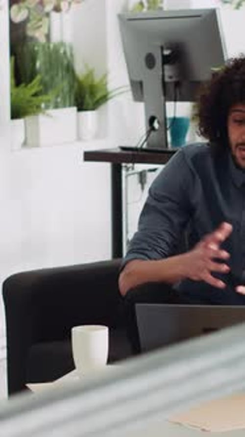 Vertical Video Professional Analyst Explaining Project