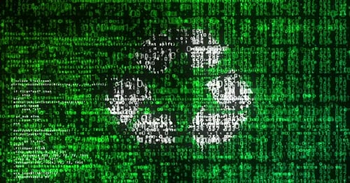 Green Data Stream Revealing Recycling Symbol