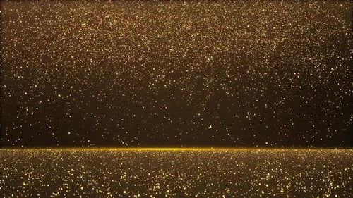 Shimmering Golden Glitter Particles Falling Stage Motion Background
