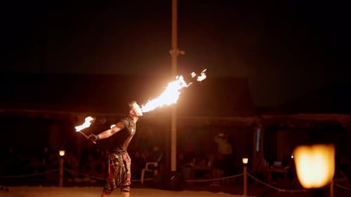 Fire breather performing in Dubai