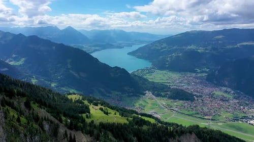Beautiful Lake Brienz view from Schynige Platte trail in Bernese Oberland, Canton of Bern