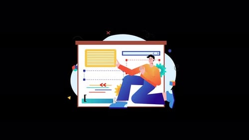 Illustration of a person interacting with a digital interface