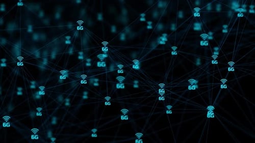 6G technology concept with connected lines. 6G Technology Icon Network background.