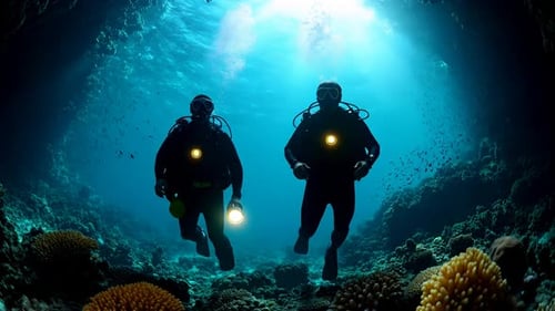 El equipo de buceo se aventuró en el mar para explorar