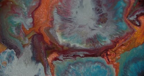 Colorful Abstract Fluid Art Background with Orange and Teal