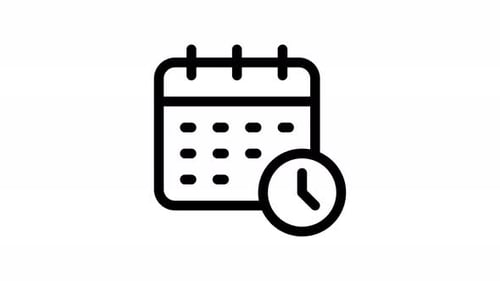Animated Flat Design Calendar and Clock Icon