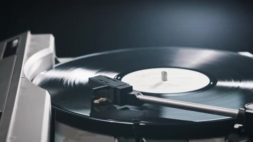 Vintage Record Player Spinning Vinyl Record
