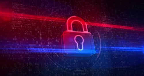 Cybersicherheitssymbol mit Vorhängeschloss auf abstraktem digitalem Hintergrund
