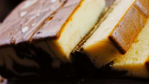 Sliced Marble Cake on a Wooden Tray