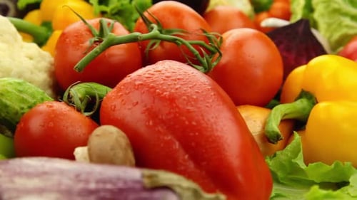 Colorful Assortment of Fresh Vegetables with Water Droplets