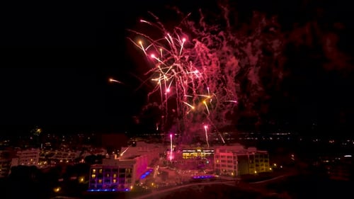 New Year's Eve Fireworks Display at Tenerife Hotel from Seaside View