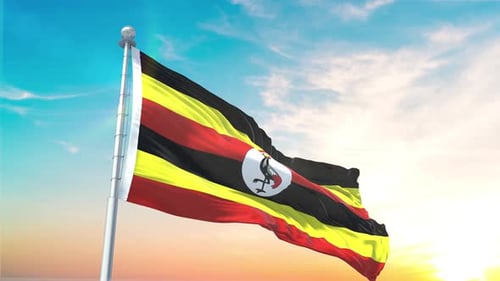Waving Uganda Flag 3D Animation