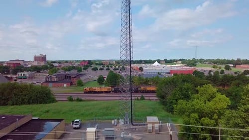 Aerial View of Cell Tower in a City