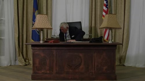 Generic President - close up getting up from desk in oval office HD