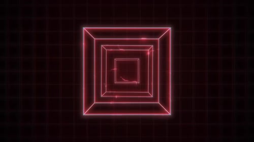 Cubo de Gráficos de Computação Vermelho Digital Retro