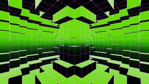 Green And Purple Floating Square Cirular Motion Background Vj Loop In HD