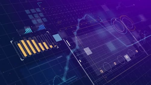 Futuristic Financial Data Visualization with Graph and Charts