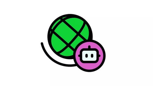 Animated Flat Design Globe Robot Connection Icon