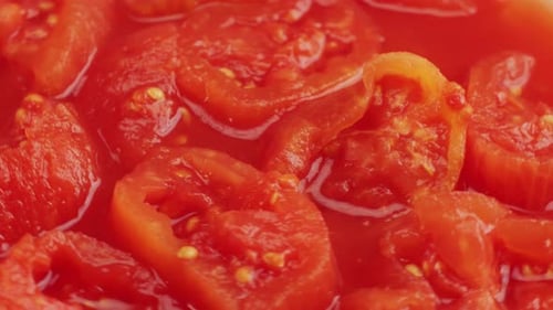 Close Up of Canned Tomatoes in Sauce
