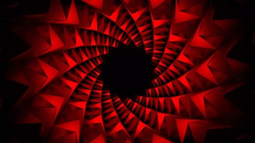 Red Spiny Cylindrical Tunnel Background Vj Loop In 4K