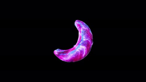 Abstract Fluid Crescent Moon Animation with Glowing Particles