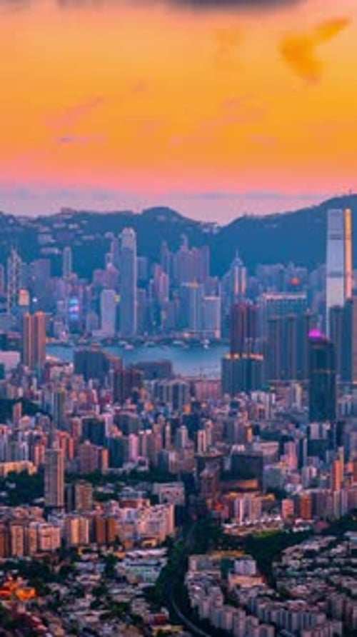 Vertical View Of Hong Kong Cityscape, China