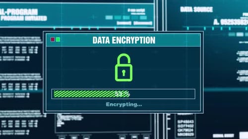 Data Encryption Progress Warning Message Data Protected Alert On Screen