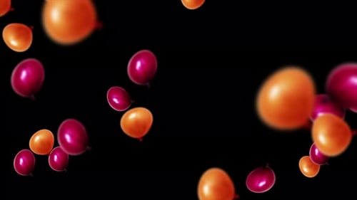 Festive Red Orange Balloons Flying Up Loop