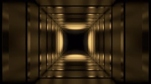Goldener minimalistischer quadratischer Fantasy-Korridor-Hintergrund Vj Loop In 4K
