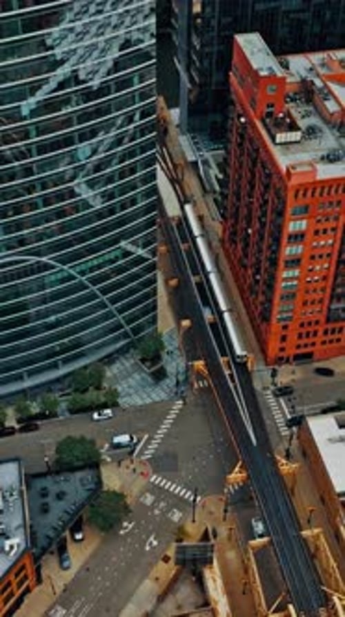 Aerial view of Chicago showcasing urban landscape and transit system