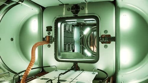 Innenraum der futuristischen Internationalen Raumstation