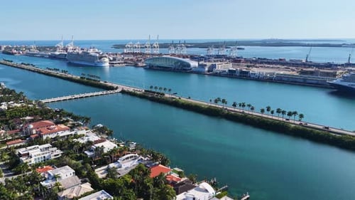 Miami Skyline. Seascape Skyline. Downtown Landscape. Summer Travel.
