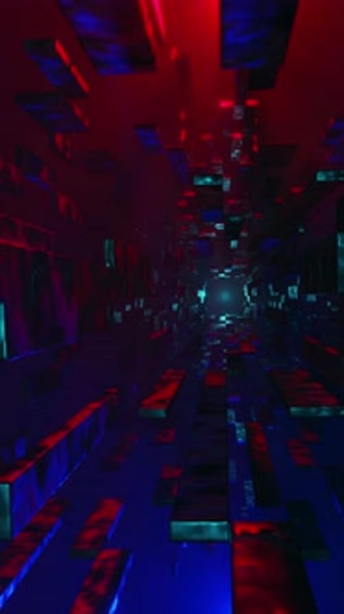 Futuristic Abstract Tunnel Fly-Through with Neon Lighting