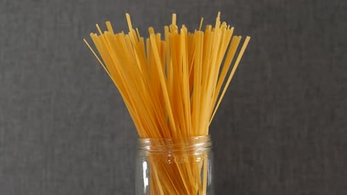 Raw Pasta in Glass Jar Still Life