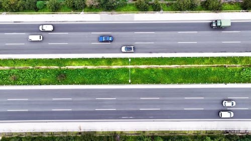 Vehicles on Highway Drone Image