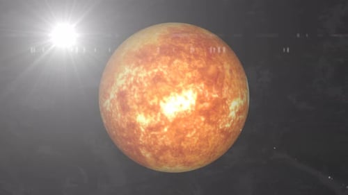 Rotating Fiery Star Planet Animation in Deep Space