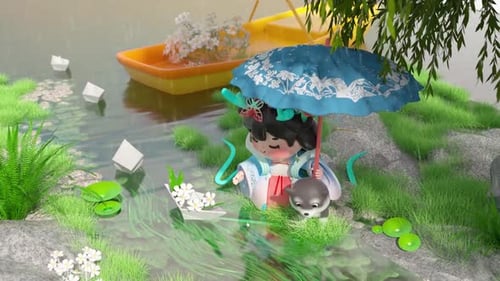 playing in the river with paper boats