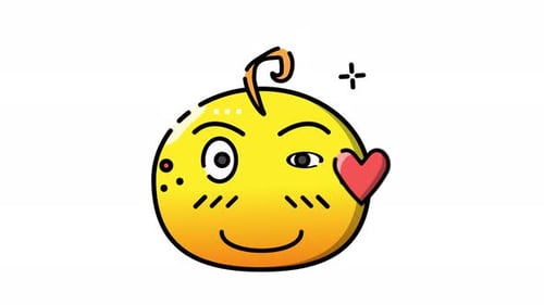 Animated Blushing Emoji with Wink and Heart Icon