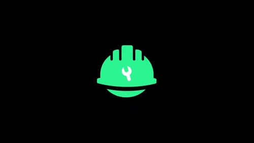 Flat Design Hard Hat and Wrench Animated Icon