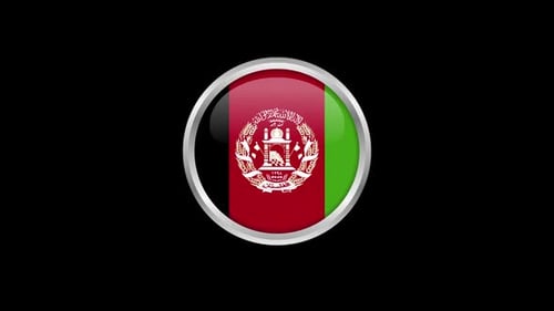 Glossy Afghanistan Flag Circle Button Reveal Animation