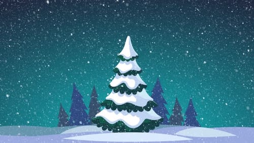 Falling Snow And Christmas Tree 4K