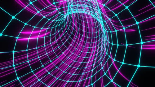 Zyanfarbener und rosafarbener Neon-Wurmloch-Hintergrund Vj Loop In HD