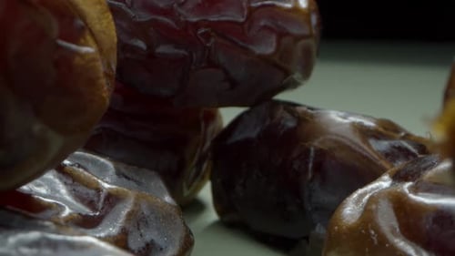 Macro close up of date fruit. away shot. fruit of the desert.