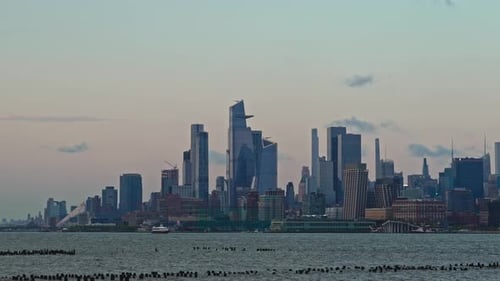 Magnificent cityscape of New York, iconic skyscrapers visible from New Jersey