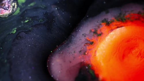 Vibrant Shot of Mixing Substances Creating Dynamic Abstract Forms