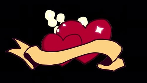 Decorative Love Hearts and Banner Reveal Animation